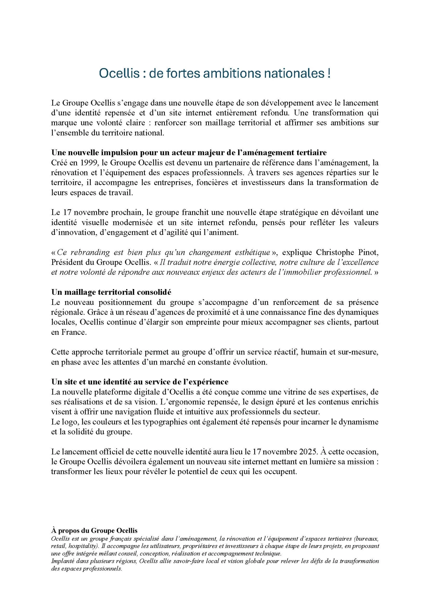 Ocellis dévoile sa nouvelle identité !